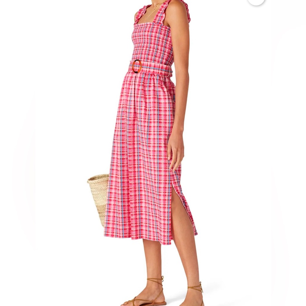 Waverly Grey Pink Gingham Dress with Belt